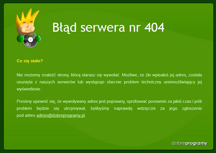 Błąd serwera nr 404
