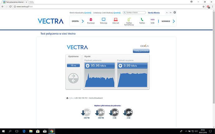 Modem CISCO Vectra 100Mbs vectra test Dell D830 30012018 kabel